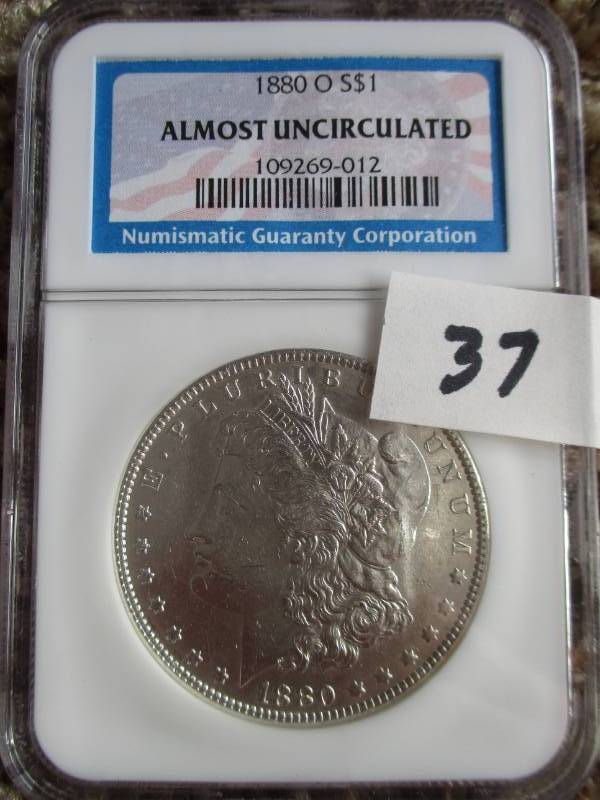 lot 37 image: 1880 O Morgan Silver Dollar AU