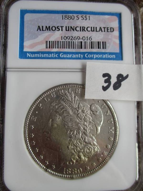 lot 38 image: 1880 S Morgan Silver Dollar Au