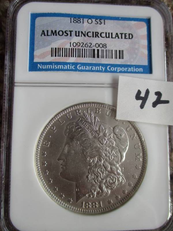 lot 42 image: 1881 O Morgan Silver Dollar Au