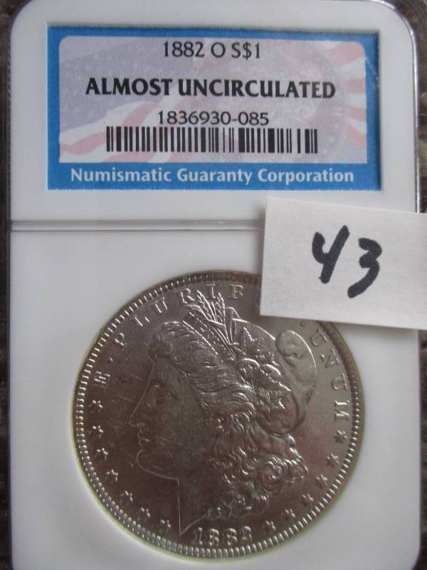 lot 43 image: 1882 O Morgan Silver Dollar Au