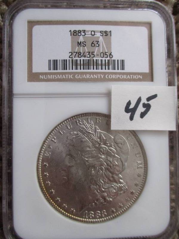 lot 45 image: 1883 O Morgan Silver DollarMS63