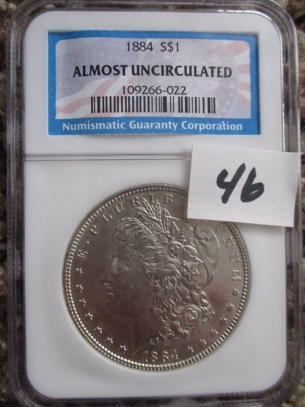 lot 46 image: 1884  Morgan Silver Dollar Au