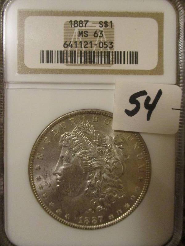 lot 54 image: 1887 Morgan Silver Dollar MS63