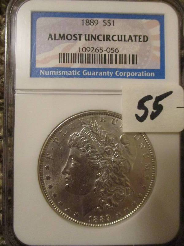 lot 55 image: 1889 Morgan Silver Dollar Au