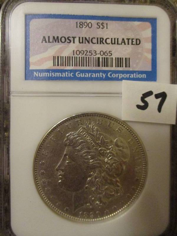 lot 57 image: 1890  Morgan Silver Dollar Au