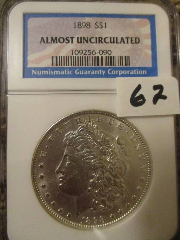 lot 62 image: 1898 Morgan Silver Dollar Au