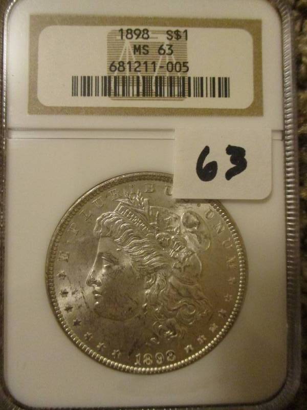 lot 63 image: 1898 Morgan Silver Dollar MS63
