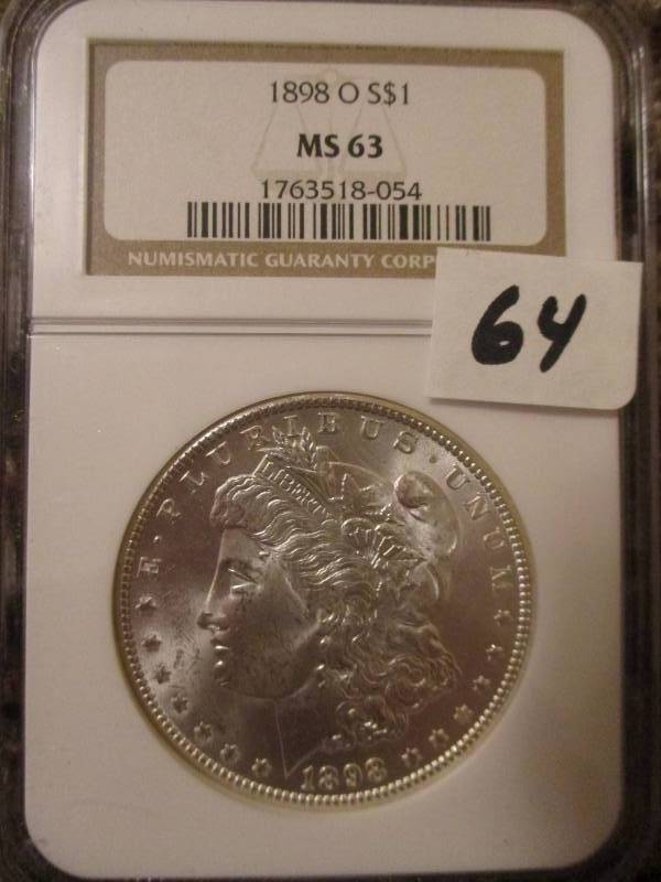 lot 64 image: 1898 O Morgan Silver Dollar MS63