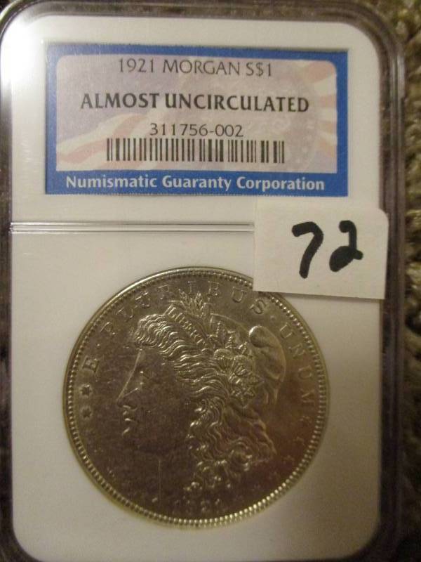 lot 72 image: 1921 Morgan Silver Dollar Au