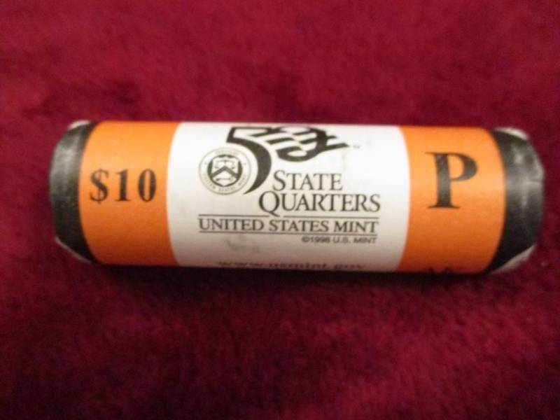 lot 94 image: 2008 P $10 Roll of AK quarters