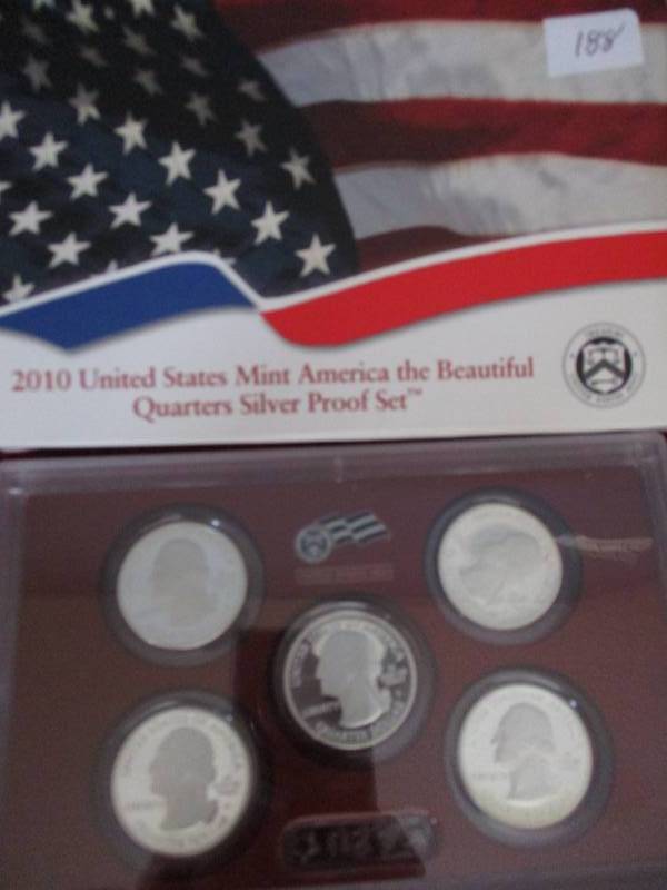 lot 188 image: 2010 US Mint Silver Proof Quarter Set 90% Silver