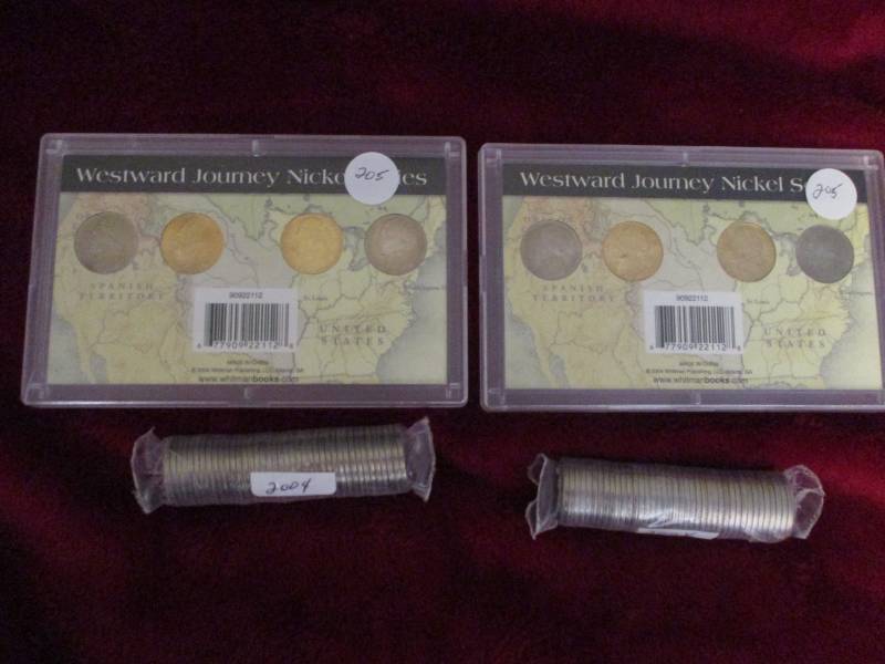 lot 205 image: 2004 2 rolls of uncirculated Nickles and 2-2004 Sets