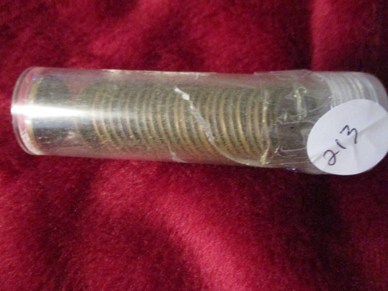 lot 213 image: Pennies- 1- 12 Roll of Indian Head Cents