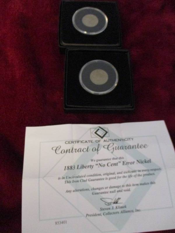 lot 214 image: 1883-2 V Nickels No Cents Uncirculated Condition