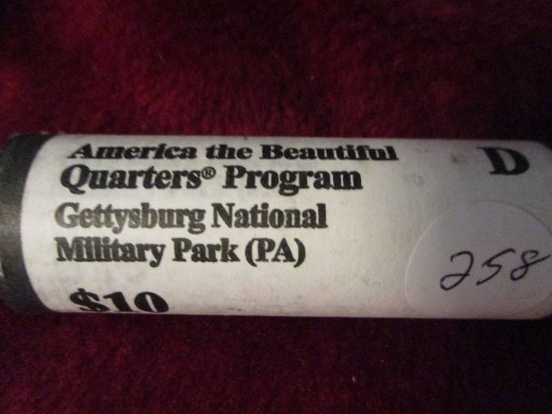 lot 258 image: 2011 D roll of Gettysburg Quarters