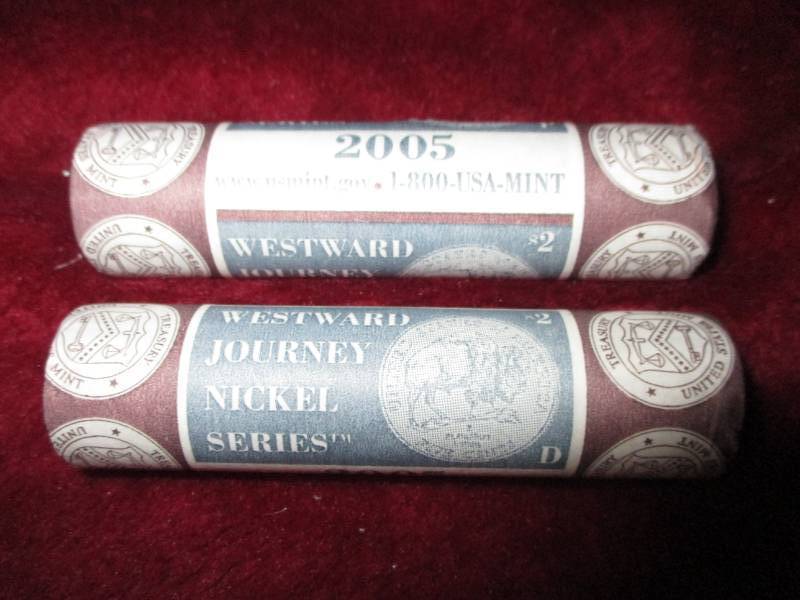 lot 260 image: 2005 D&P Westward Journey Nickels 2 Rolls Buffalo
