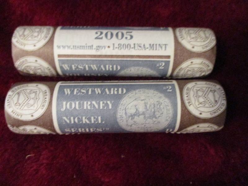 lot 262 image: 2005 D&P Westward Journey Nickels 2 Rolls Buffalo