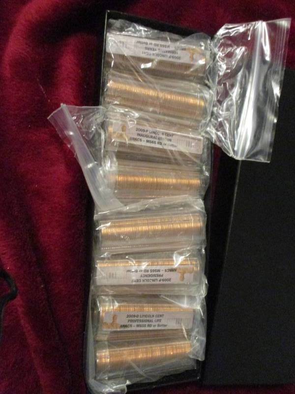 lot 291 image: 2009 D&P 8 Rolls Set of Lincoln Cents