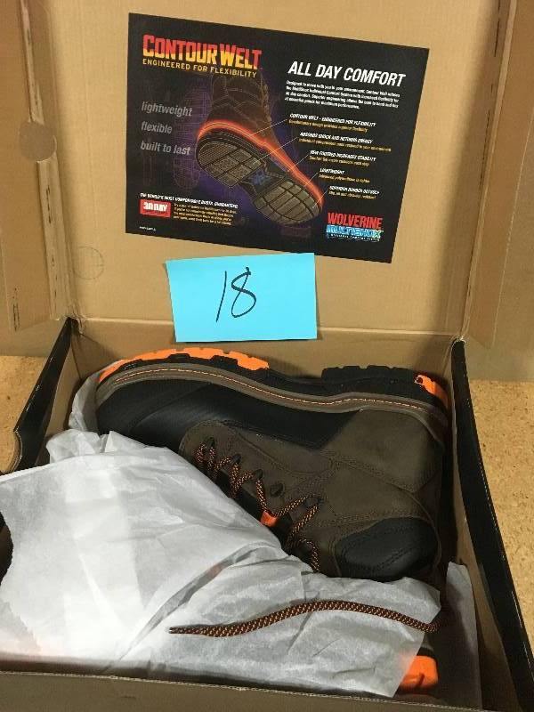 lot 18 image: Wolverine Mens Overpass 10EW Brown Leather Waterproof Composite Toe 6 Boot not used