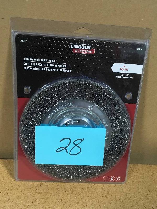 lot 28 image: Lincoln Electric 8 in. Crimped Wire Wheel Brush not used