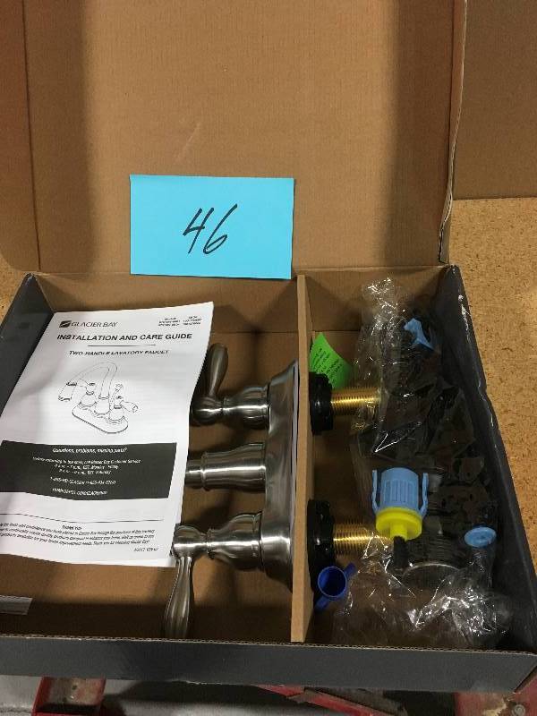 lot 46 image: Glacier Bay Mandouri 4 in. Centerset 2-Handle LED High-Arc Bathroom Faucet in Brushed Nickel open box in like new condition