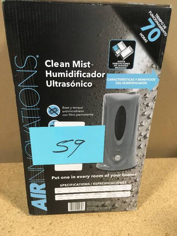 lot 59 image: Air Innovations 1.1 Gal. Cool Mist Humidifier for Medium Rooms up to 400 sq. ft.open box in like new condition