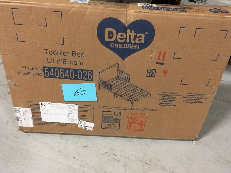 lot 60 image: Delta Children Baker Toddler Bed MODEL 540640-026 open box in like new condition