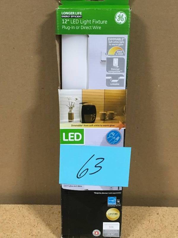 lot 63 image: GE 12 in. Under Cabinet Premium Convertible - Dim to Warm open box in like new condition