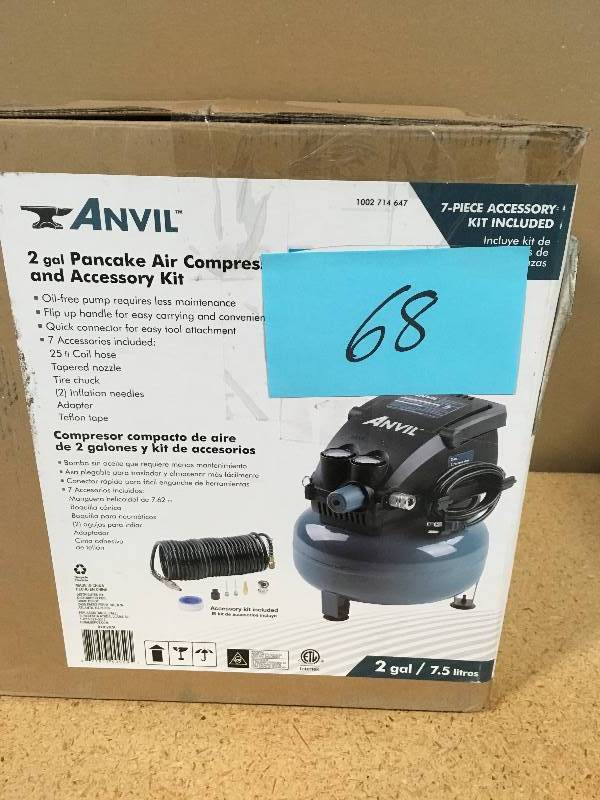 lot 68 image: ANVIL 2G Pancake Air Compressor open box in like new condition