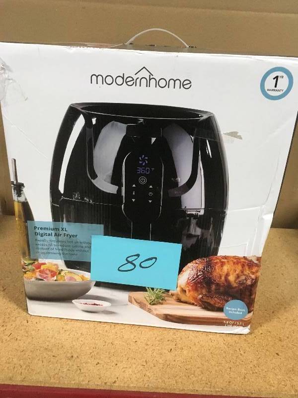 lot 80 image: modernhome Premium Digital Air Fryer (5.8 Qt.1700-Watt) open box in like new condition