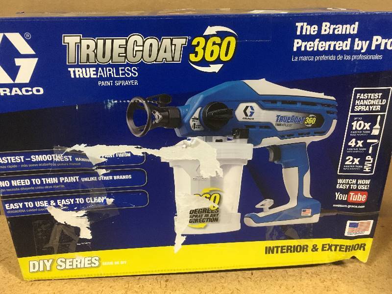 lot 85 image: Graco TrueCoat 360 Airless Paint Sprayer open box in like new condition