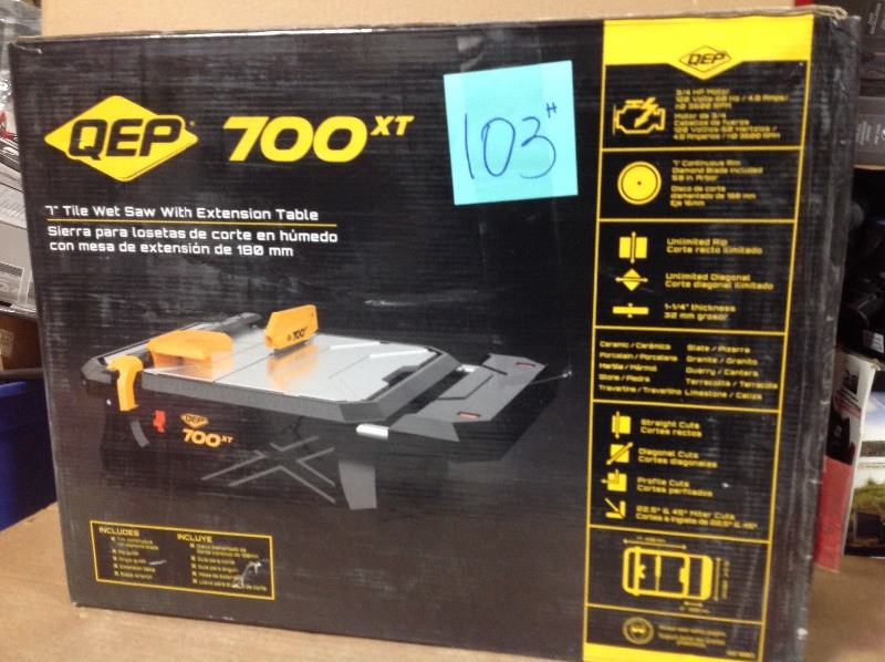 lot 103 image: QEP  7 in. 700XT Wet Tile Saw with Table Extension in good conditions