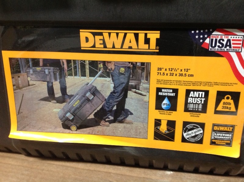 lot 104 image: DEWALT  28 in. 12 Gal. Mobile Tool Box  in good conditions