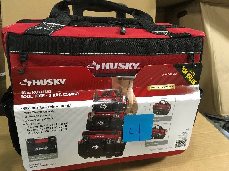 Husky 18 in. Rolling Tool Tote Bag Combo not used