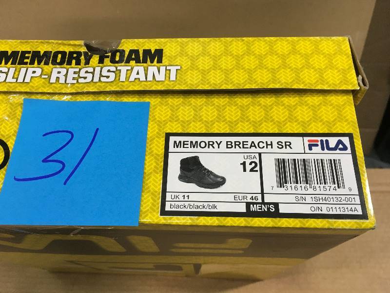 Fila Memory Breach Men Size 12 Black Synthetic Soft Toe Work Boot not used