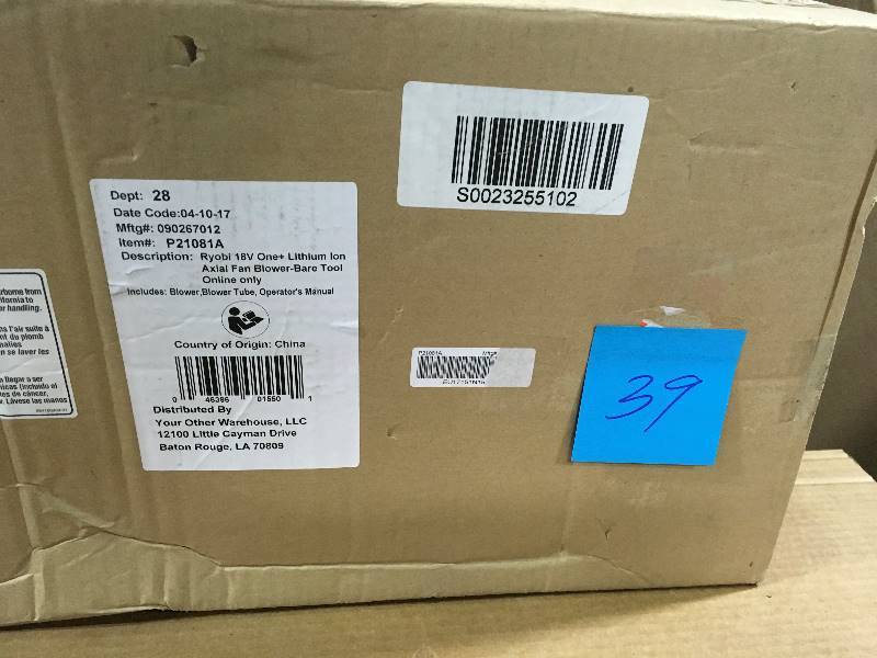 RYOBI ONE 100 MPH 280 CFM 18-Volt Lithium-Ion Cordless Jet Fan Leaf Blower Battery and Charger Not Included in like new condition