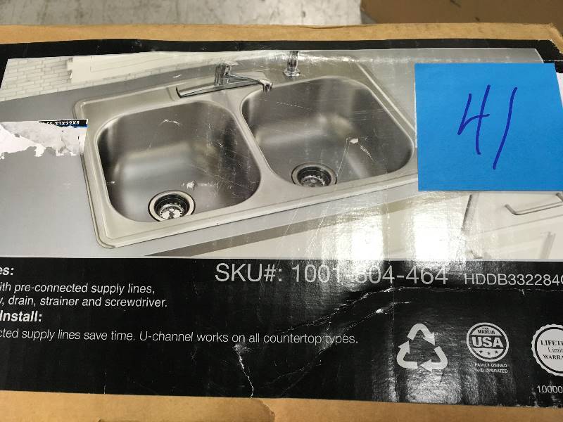 Elkay Swift Install All-in-One Drop-In Stainless Steel 33 in. 4-Hole Double Bowl Kitchen Sink Kit not used