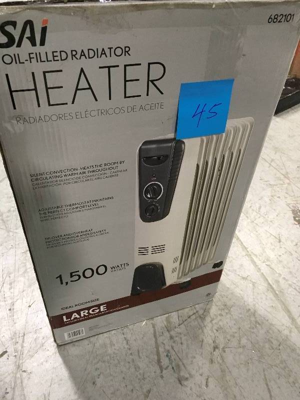 1500-Watt Electric Oil-Filled Radiant Portable Heater - Grey open box in like condition