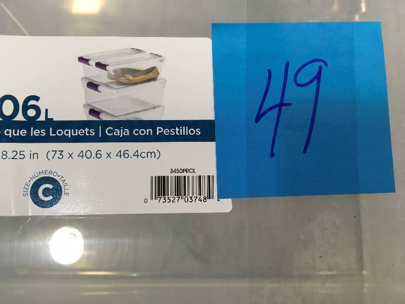 Home Products International Homz Latching Clear Storage, 112-Quart open box in like condition