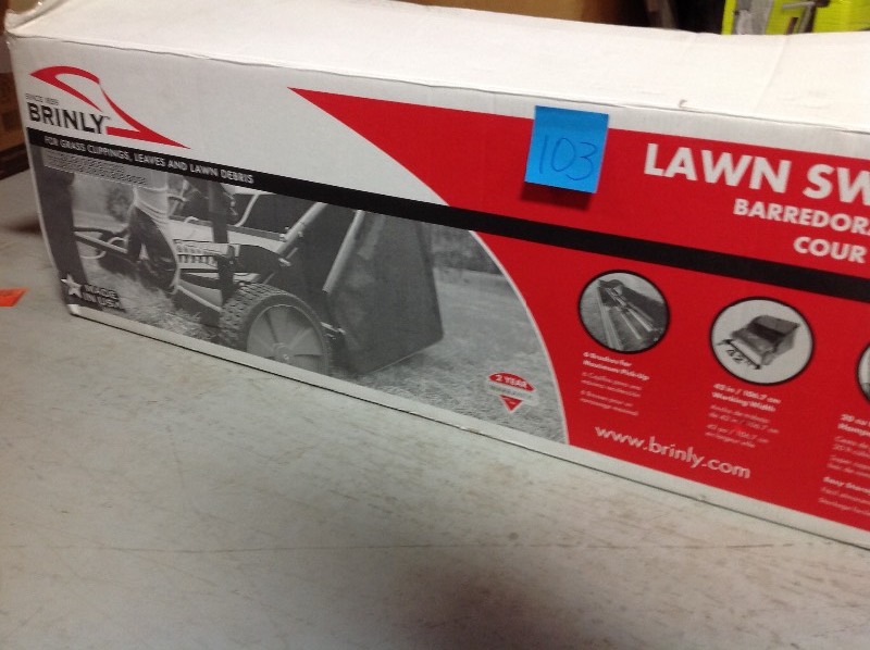 Brinly-Hardy 42 in. 20 cu. ft. Tow-Behind Lawn Sweeper in good conditions