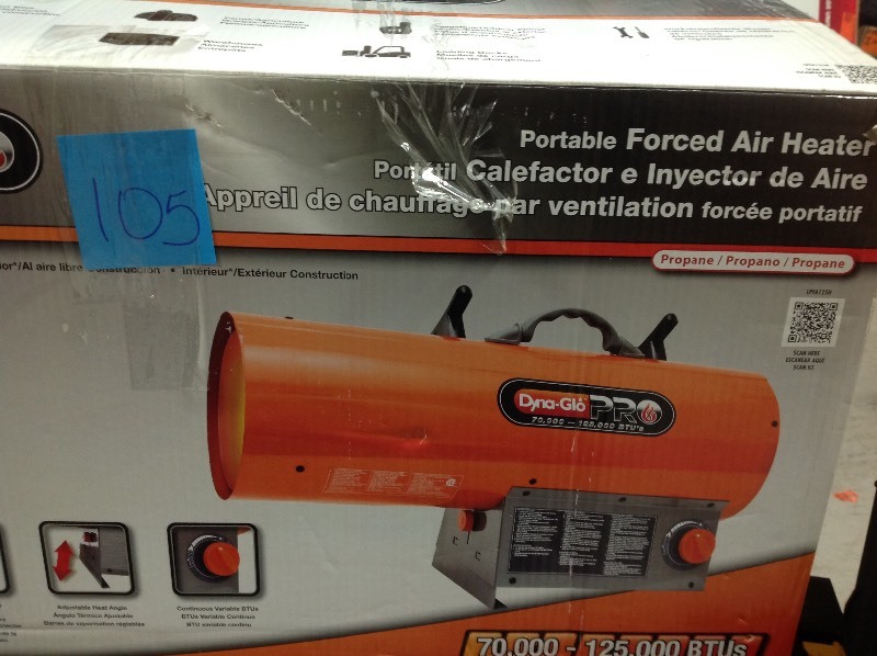 Dyna-Glo Pro 70K - 125K BTU Liquid Propane Forced Air Heater in good conditions