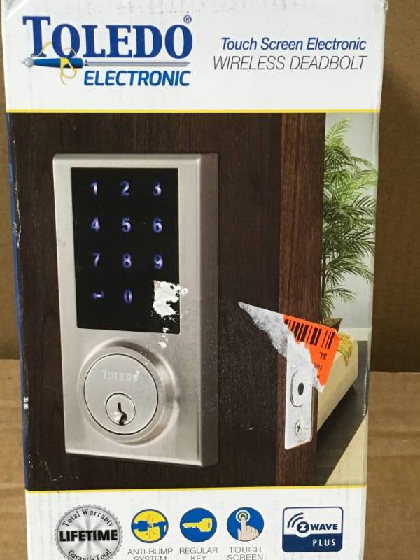 lot 21 image: Toledo Fine Locks Electronic Touch Z-Wave Single Cylinder Deadbolt in like new condition