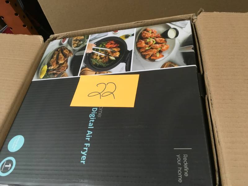lot 22 image: modernhome Cyclone Rotating Digital Air Fryer (7 Qt.1350-Watt) open box in like new condition