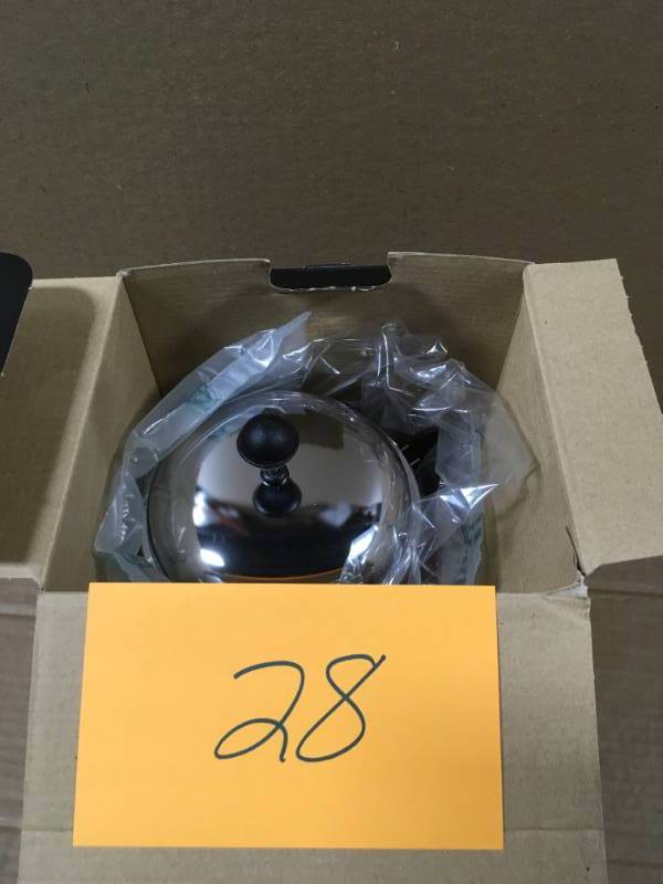 lot 28 image: Bodum Chambord 12-Cup Chrome French Press Coffee Maker open box in like new condition