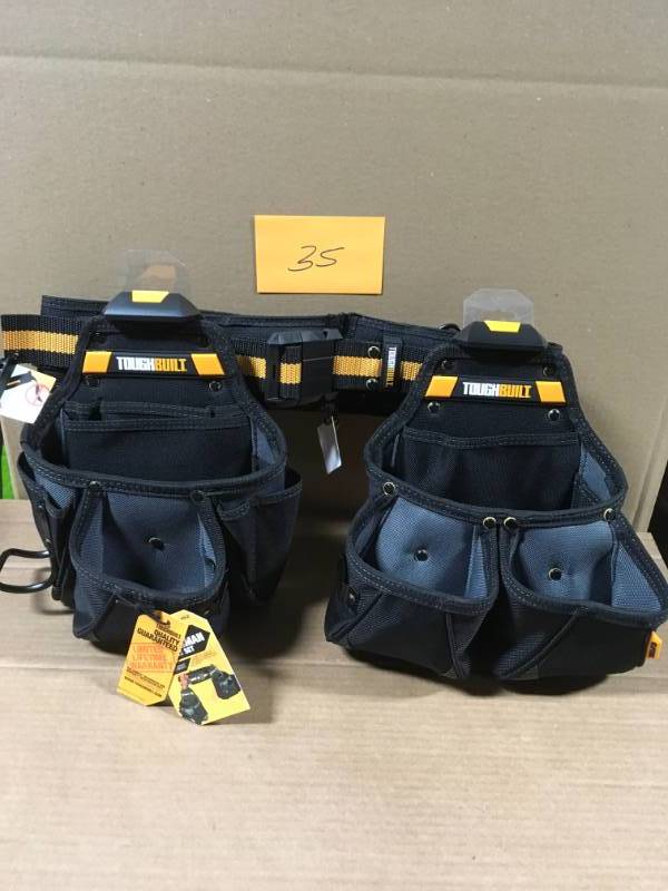 lot 35 image: TOUGHBUILT 20.5 in. Tradesman Tool Belt Set, Black (3-Piece) in like new condition