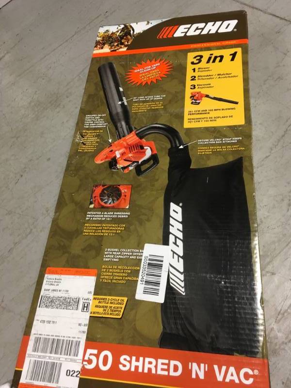 lot 47 image: ECHO 165 MPH 391 CFM 25.4cc Gas 2-Stroke Cycle Leaf Blower Vacuum open box in like new condition