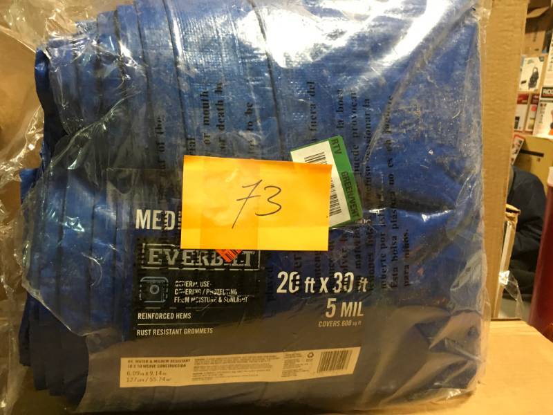 lot 73 image: Everbilt 20 ft. x 30 ft. Blue Medium Duty Tarp not used