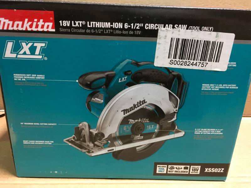 lot 79 image: Makita 18-Volt LXT Lithium-Ion Cordless 6-12 in. Lightweight Circular Saw and General Purpose Blade (Tool-Only) open box in like new condition
