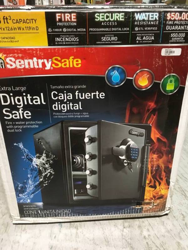 lot 91 image: SentrySafe SFW123GTC 1.23 cu ft Fireproof Safe and Waterproof Safe with Digital Keypad open box in like new condition