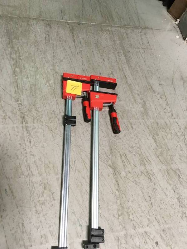 lot 97 image: BESSEY 24 in. K Body REVOlution (KRE) Parallel Clamp with Composite Plastic Handle and 3-3 4 in. Throat Depth QTY 2